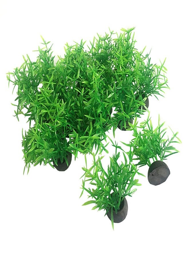 Smoothedo-Pets Aquarium Plant Fish Tank Decoration 20 Pieces Small/1" Tall Plastic Artificial Plant Goldfish Hidden Mini Grass Set (Green-A) - Image 1